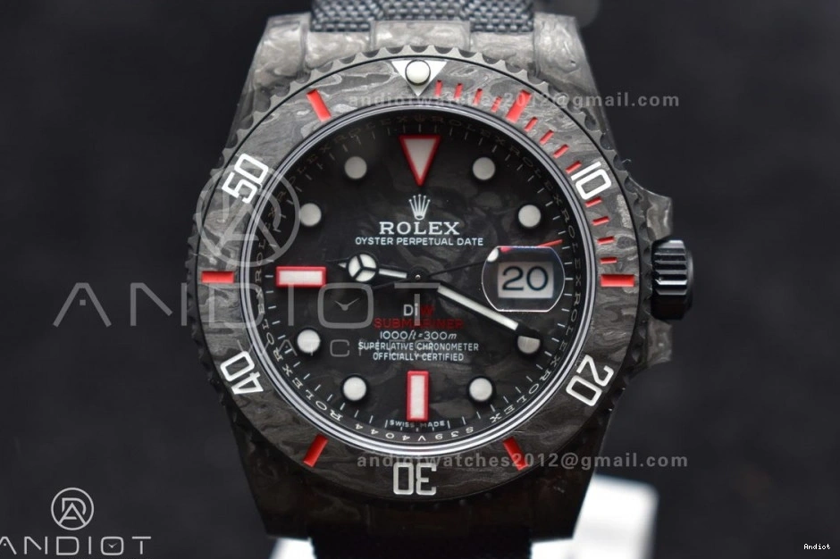 VS3135 DIW Edition Strap 1:1 Dial VSF Black Carbon Submariner Best on Nylon Red Black 0413